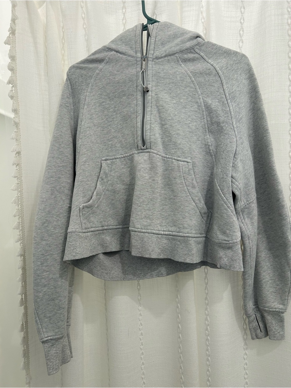 lululemon athletica Light Gray Cropped Half-Zip Hoodie